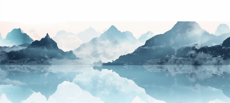 山水河流蓝色意境简约新中式自然风景水墨画,插画/手绘图,插画/手绘图库,插画/手绘图下载,插画/手绘